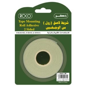روكو رول لاصق من الوجهين، 24‎ mm X ‎2‎ m، ابيض