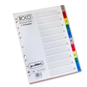 روكو Index Divider، A4، 10‎/‎علامات تبويب 1، علامة التبويب مرقمة، الوان متنوعة، PP بلاستيك