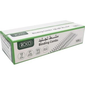 روكو مشط حلزوني للملازم، السعة 10 مم، بلاستيك، A4، ابيض
