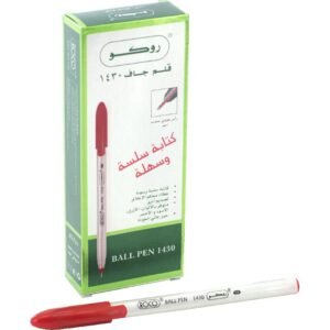 روكو 1430 قلم جاف، أحمر لون الحبر، (1 مم (متوسط، رأس  حبر كروية، 10‎ Pieces