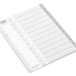 روكو Index Divider، A4، 12‎/‎علامات تبويب 1، علامة التبويب مرقمة، لون رمادي، بلاستيك