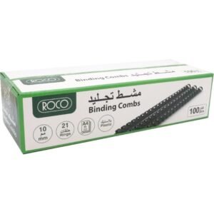 روكو مشط حلزوني للملازم، السعة 10 مم، بلاستيك، A4، اسود