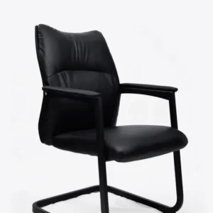 كرسي جلد ثابت اسود ( الطول 93 سم * طول الظهر 62 سم * عرض المقعد 50 )