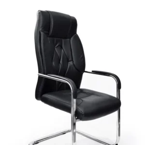 كرسي جلد ثابت اسود ( الطول 114 سم * طول الظهر 70 سم * عرض المقعد 49 )