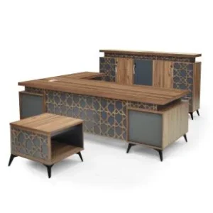 طقم مكتبي كامل عبارة عن مكتب - دولاب - طاولة خدمة ( مكتب 2.4 متر – دولاب 2 متر – طاولة 60 سم )