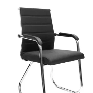 كرسي جلد ثابت اسود ( الطول 99 سم * طول الظهر 60 سم * عرض المقعد 50 )