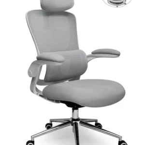 كرسي شبك دوار رمادي ( الطول 123 سم * طول الظهر 77 سم * عرض المقعد 50 )