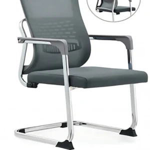 كرسي جلد ثابت رمادى ( الطول 99 سم * طول الظهر 57 سم * عرض المقعد 49 )