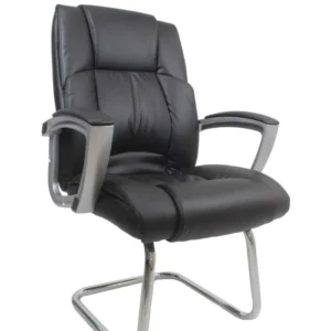 كرسي جلد ثابت اسود ( الطول 113 سم * طول الظهر 69 سم * عرض المقعد 54 )